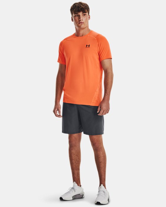 Men's HeatGear® Fitted Short Sleeve, Orange, pdpMainDesktop image number 2
